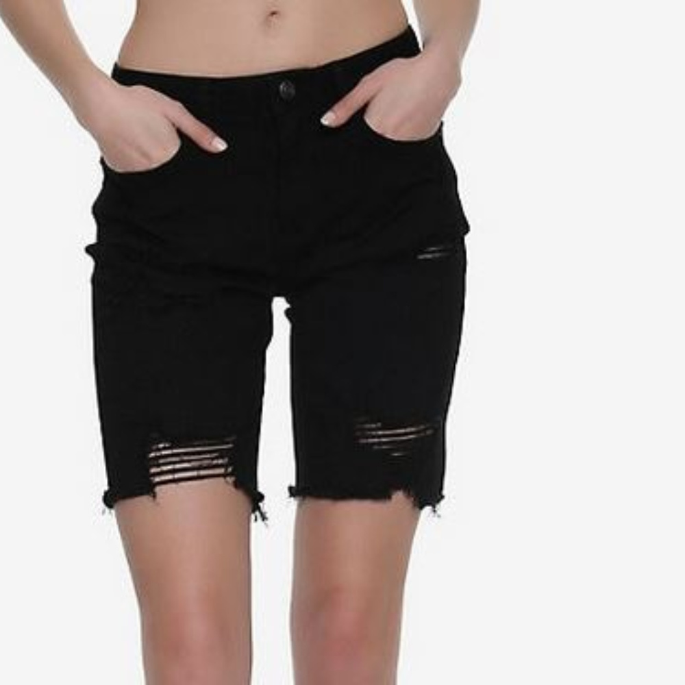 Size 13 Black Destructed Bermuda Denim Short